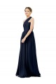 Chiffon Long One Shoulder Dark Navy A-Line Bridal Party Dress / Evening Dress Sudbury