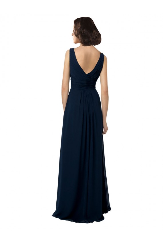 Chiffon V-Back Long V-Neck A-Line Bridal Party Dress Sudbury