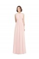 Soft Chiffon Keyhole Back Long Halter Neck Pink A-Line Bridesmaid Dress Sudbury