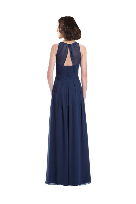Chiffon Keyhole Back Long Floor Length Halter Neck A-Line Bridesmaid Dress Sudbury