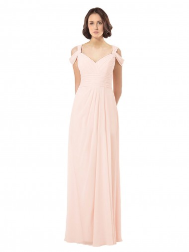 Chiffon Keyhole Back Long Off the Shoulder A-Line Bridesmaid Dress / Evening Dress Sudbury