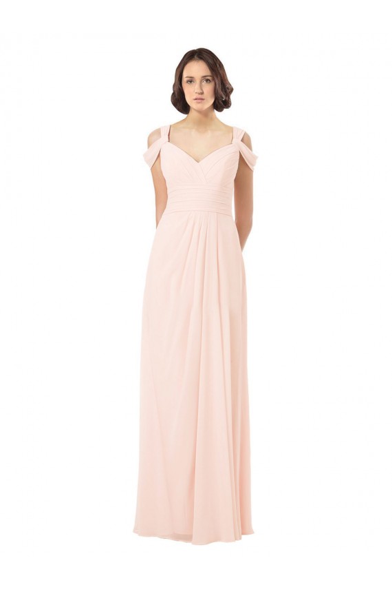Chiffon Keyhole Back Long Off the Shoulder A-Line Bridesmaid Dress / Evening Dress Sudbury