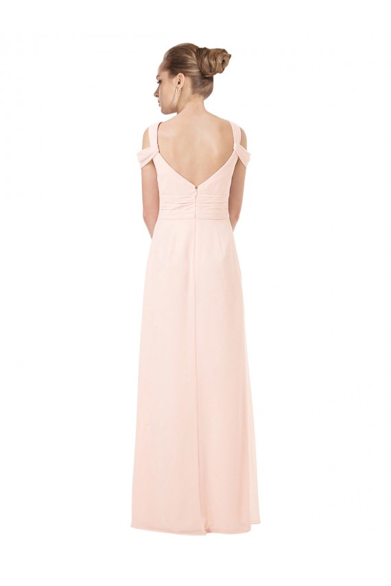 Chiffon Keyhole Back Long Off the Shoulder A-Line Bridesmaid Dress / Evening Dress Sudbury