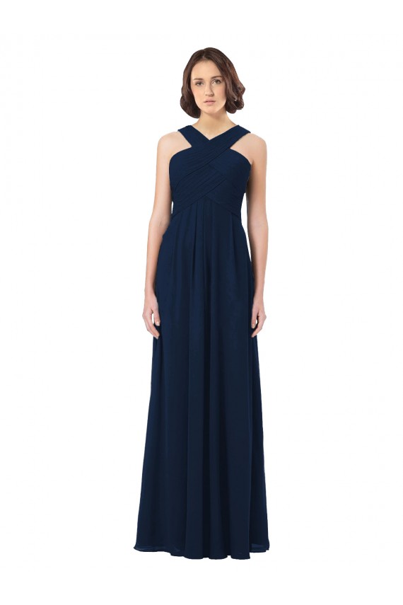 Chiffon Open Back Long Floor Length Off the Shoulder A-Line Bridesmaid Dress Sudbury
