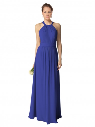 Soft Chiffon Long Halter Neck A-Line Evening Dress / Bridesmaid Dress Sudbury