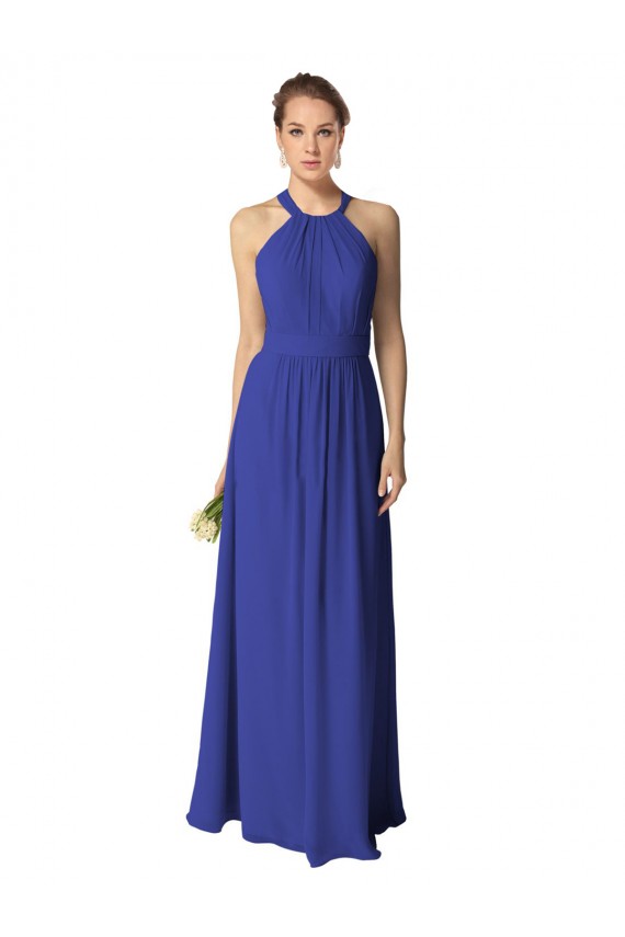 Soft Chiffon Long Halter Neck A-Line Evening Dress / Bridesmaid Dress Sudbury
