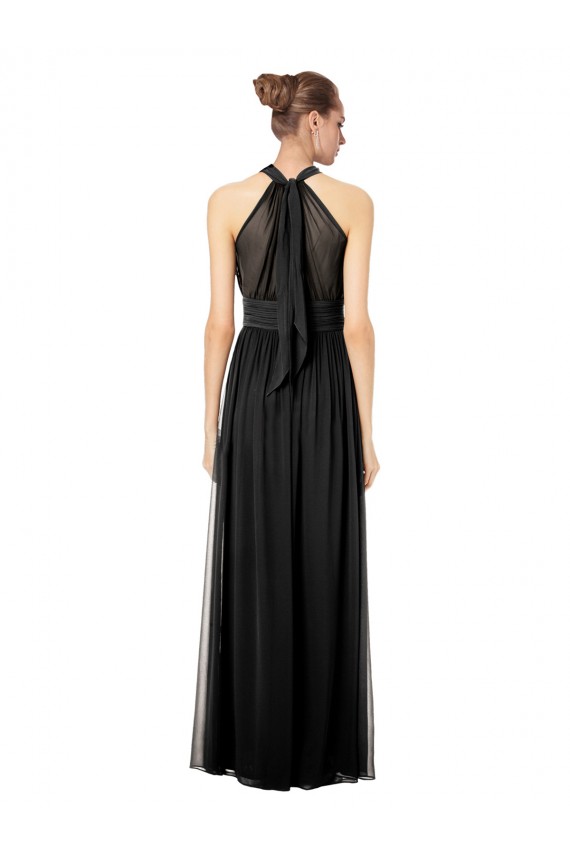 Soft Chiffon Keyhole Back Long Halter Neck Hunter A-Line Bridesmaid Dress Sudbury
