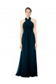 Soft Chiffon Open Back Long Halter Neck Midnight Green A-Line Formal Dress / Bridesmaid Dress Sudbury