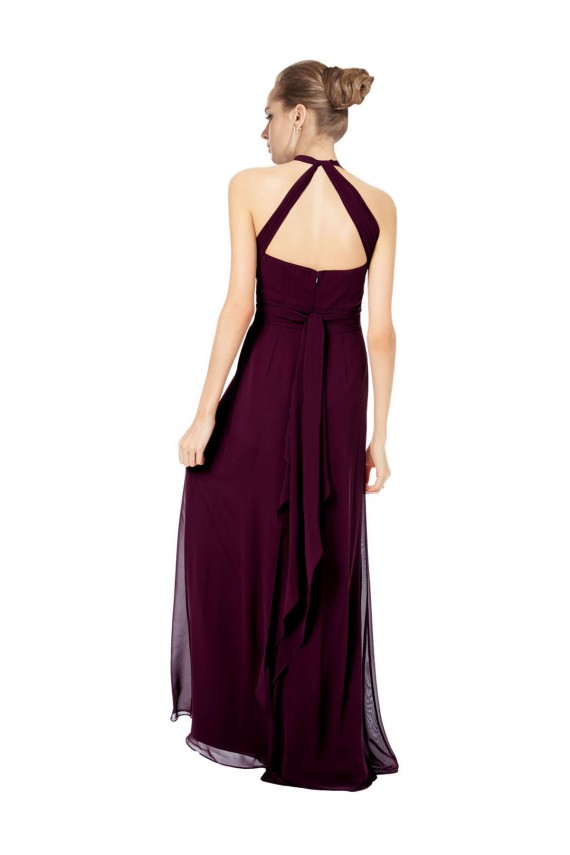 Soft Chiffon Open Back Long Halter Neck Midnight Green A-Line Formal Dress / Bridesmaid Dress Sudbury