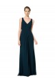 Soft Chiffon Long V-Neck Midnight Green A-Line Bridesmaid Dress Sudbury
