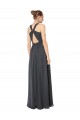 Soft Chiffon Keyhole Back Long Halter Neck Stormy Silver A-Line Bridesmaid Dress Sudbury