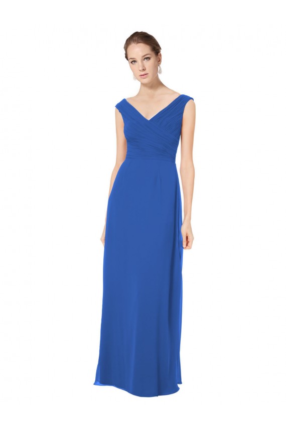 Soft Chiffon Open Back Long Off the Shoulder A-Line Bridesmaid Dresses Sudbury