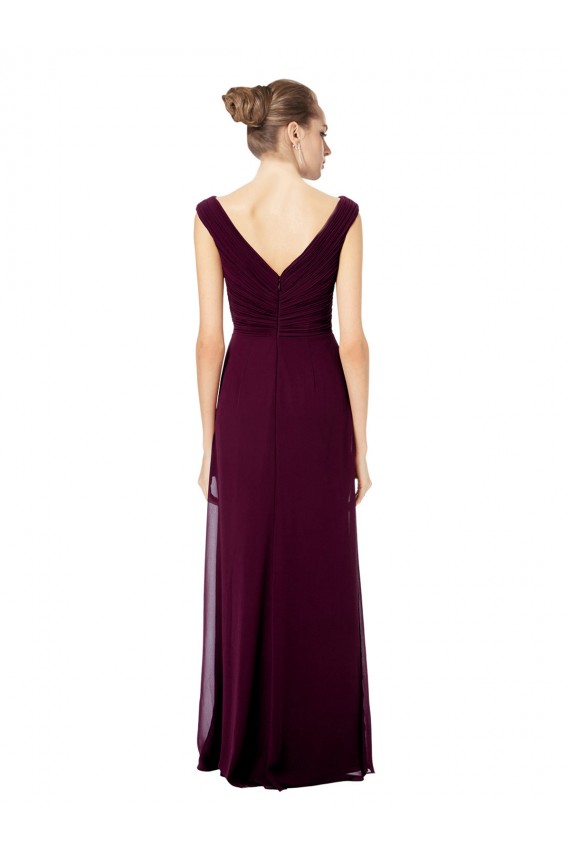 Soft Chiffon Open Back Long Off the Shoulder A-Line Bridesmaid Dresses Sudbury