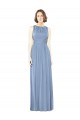 Soft Chiffon Open Back Long Bateau Neck A-Line Bridesmaid Dress Sudbury