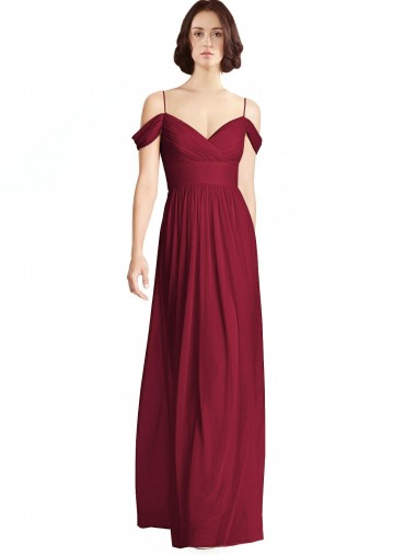 Soft Chiffon Long Off the Shoulder A-Line Bridesmaid Dresses Sudbury