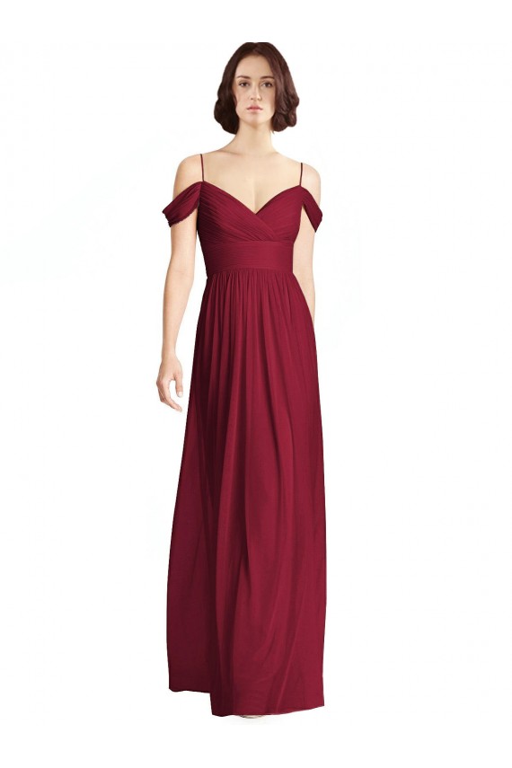 Soft Chiffon Long Off the Shoulder A-Line Bridesmaid Dresses Sudbury