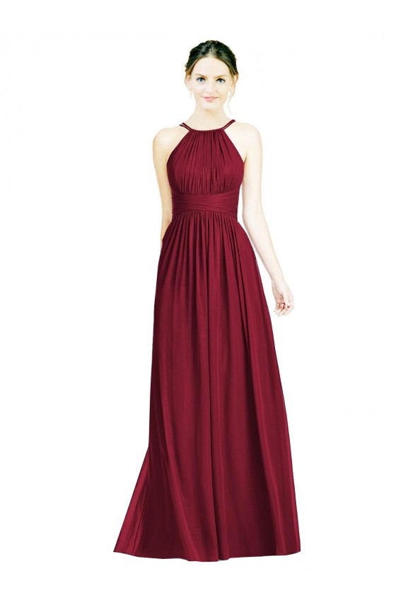 Chiffon Open Back Long Halter Neck A-Line Formal Dress / Bridesmaid Dress Sudbury