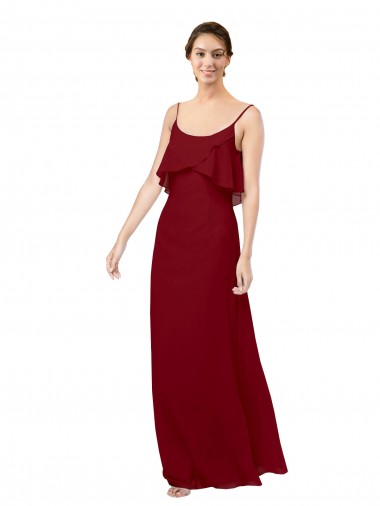 Soft Chiffon V-Back Long Scoop Neck Sheath Bridesmaid Dress Sudbury