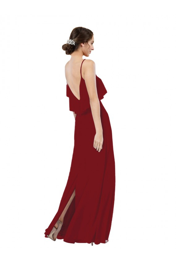 Soft Chiffon V-Back Long Scoop Neck Sheath Bridesmaid Dress Sudbury