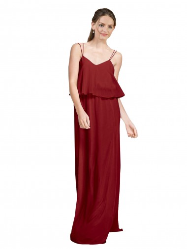 Chiffon Criss Cross Open Back Long Spaghetti Straps A-Line Bridesmaid Dress Sudbury