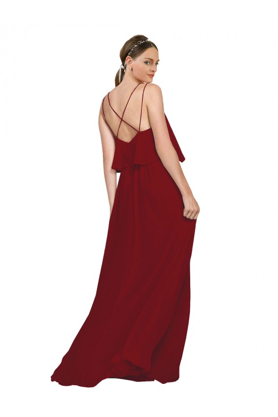 Chiffon Criss Cross Open Back Long Spaghetti Straps A-Line Bridesmaid Dress Sudbury
