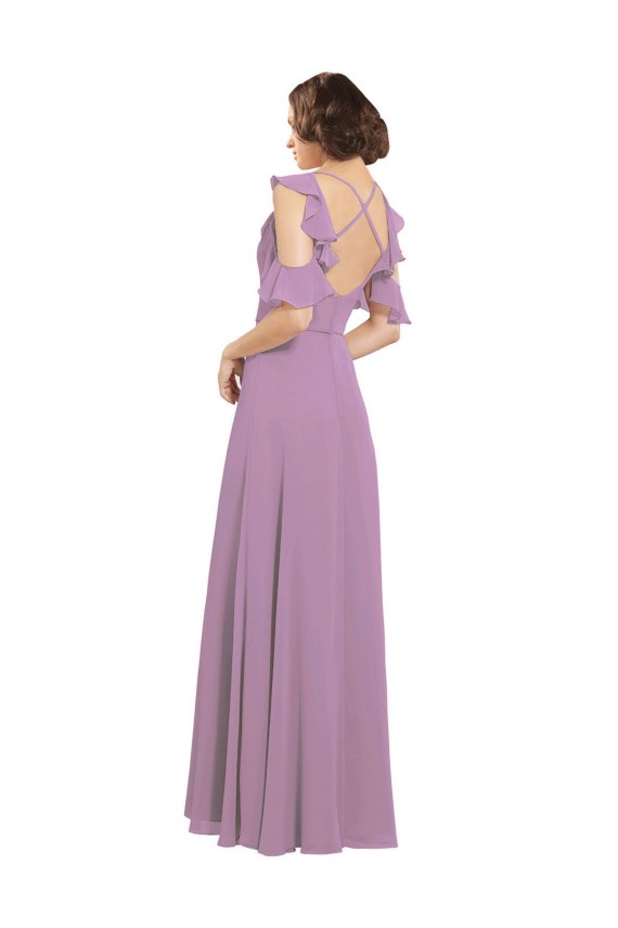 Soft Chiffon Criss Cross Back Long High Neck A-Line Bridesmaid Dresses Sudbury