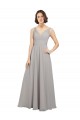 Soft Chiffon V-Back Long V-Neck Oyster Silver A-Line Bridesmaid Dress Sudbury