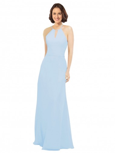 Soft Chiffon Long Halter Neck A-Line Wedding Party Dress Sudbury