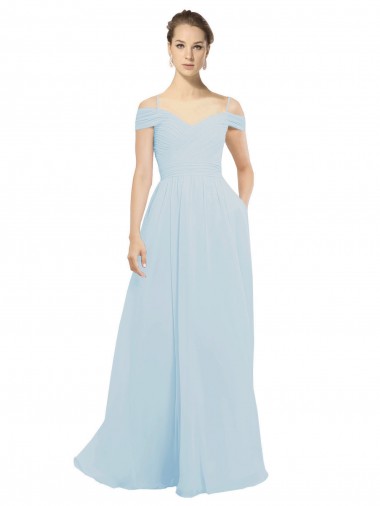 Soft Chiffon Long Off the Shoulder Sea Glass A-Line Evening Dress / Bridesmaid Dress Sudbury