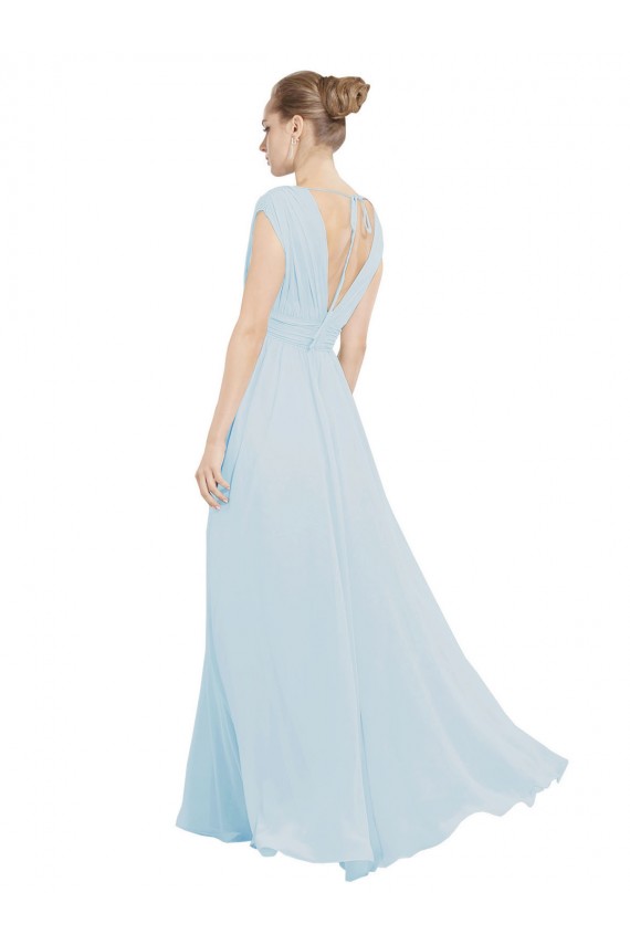 Soft Chiffon Long V-Neck Sea Glass A-Line Bridesmaid Dress Sudbury