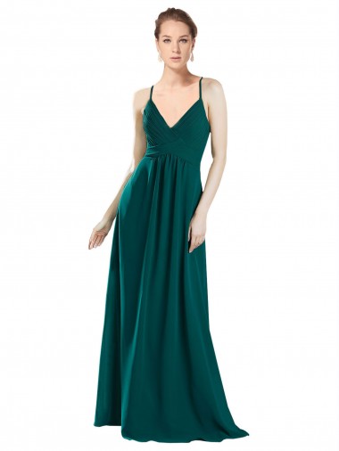 Chiffon Keyhole Back Long V-Neck A-Line Bridesmaid Dress / Evening Dress Sudbury
