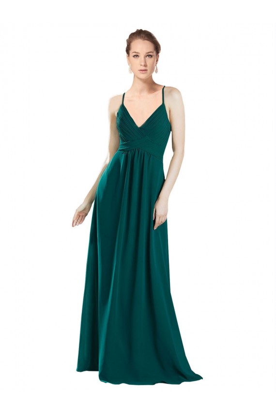 Chiffon Keyhole Back Long V-Neck A-Line Bridesmaid Dress / Evening Dress Sudbury