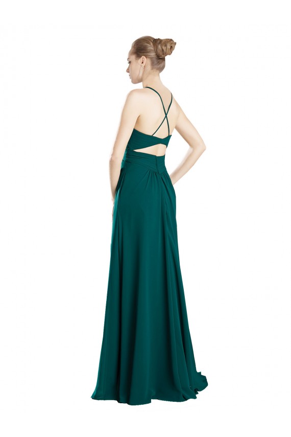 Chiffon Keyhole Back Long V-Neck A-Line Bridesmaid Dress / Evening Dress Sudbury