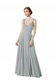 Chiffon Long V-Neck Silver A-Line Bridesmaid Dress / Evening Dress Sudbury