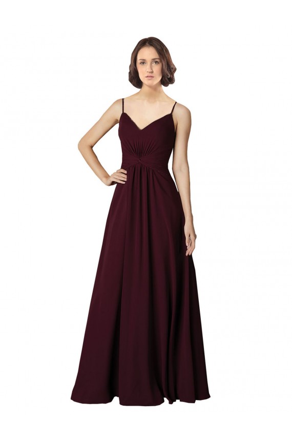Soft Chiffon Long V-Neck A-Line Bridesmaid Gown Sudbury