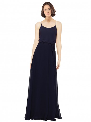 Soft Chiffon Long Scoop Neck Sheath Bridal Party Dress Sudbury