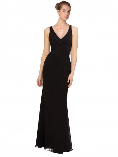 Soft Chiffon Long V-Neck Sheath Bridesmaid Gown Sudbury