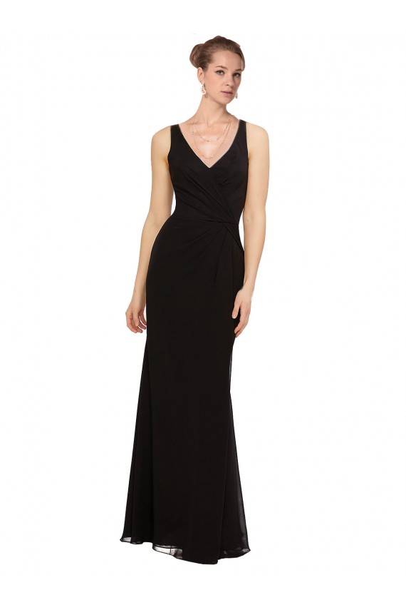 Soft Chiffon Long V-Neck Sheath Bridesmaid Gown Sudbury