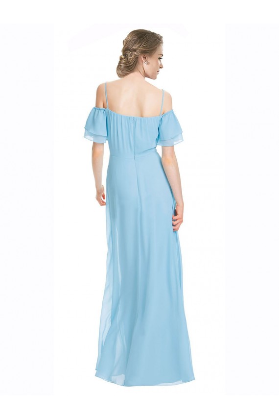 Soft Chiffon Long Off the Shoulder Mint Green A-Line Bridesmaid Dress Sudbury