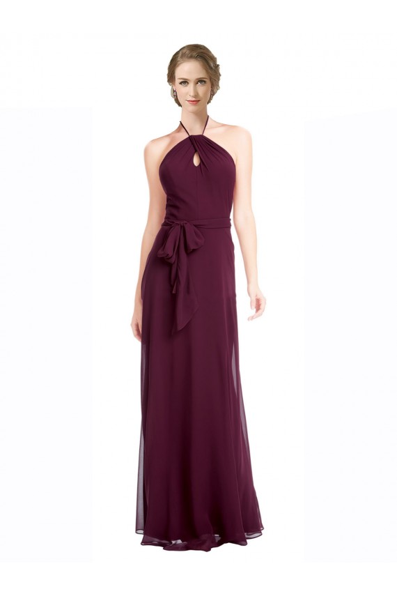 Soft Chiffon Low Back Long Spaghetti Straps A-Line Evening Dress / Bridesmaid Dress Sudbury