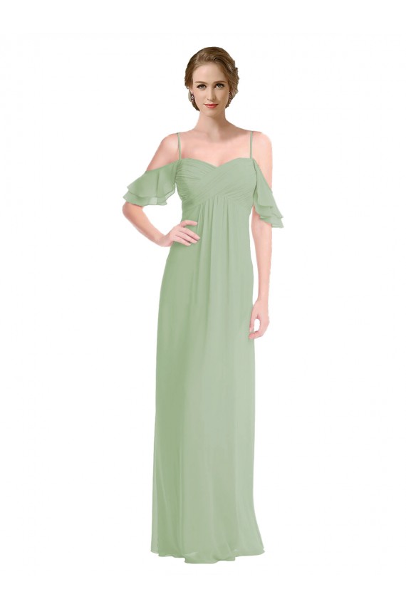 Soft Chiffon Low Back Long Off the Shoulder A-Line Formal Dress / Bridesmaid Dress Sudbury