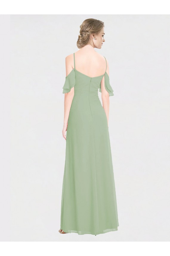 Soft Chiffon Low Back Long Off the Shoulder A-Line Formal Dress / Bridesmaid Dress Sudbury