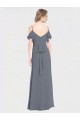 Soft Chiffon V-Back Long Off the Shoulder Slate Grey A-Line Bridesmaid Dress Sudbury