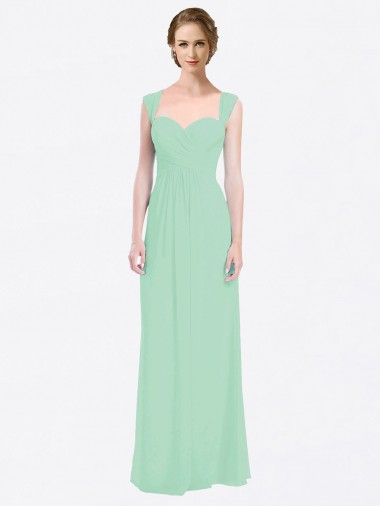 Soft Chiffon V-Back Long Sweetheart Mint Green A-Line Bridesmaid Dress Sudbury