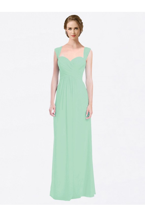 Soft Chiffon V-Back Long Sweetheart Mint Green A-Line Bridesmaid Dress Sudbury