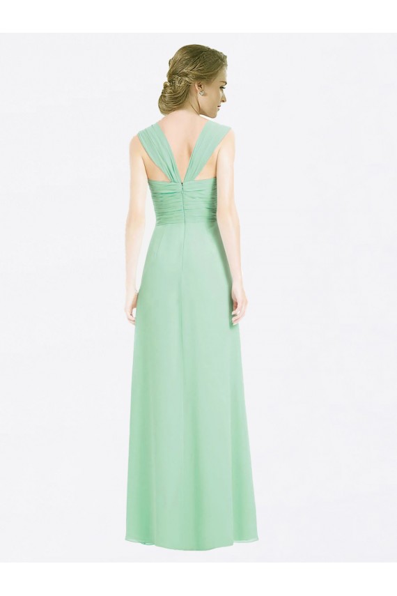 Soft Chiffon V-Back Long Sweetheart Mint Green A-Line Bridesmaid Dress Sudbury