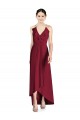 Soft Chiffon Open Back Long Spaghetti Straps Burgundy A-Line High Low Bridesmaid Dress Sudbury