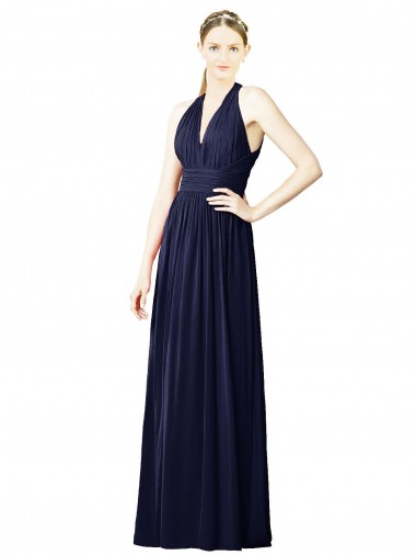 Chiffon Open Back Long Halter Neck A-Line Bridesmaid Dresses Sudbury
