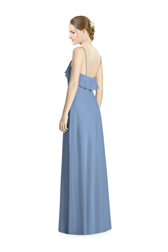 Soft Chiffon Open Back Long Spaghetti Straps A-Line Bridesmaid Dresses Sudbury