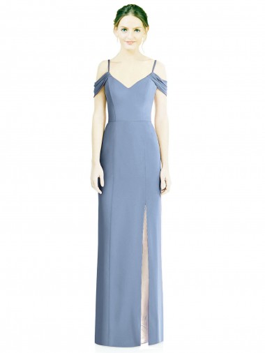 Soft Chiffon Open Back Long Off the Shoulder A-Line Formal Evening Gown / Bridesmaid Dress Sudbury